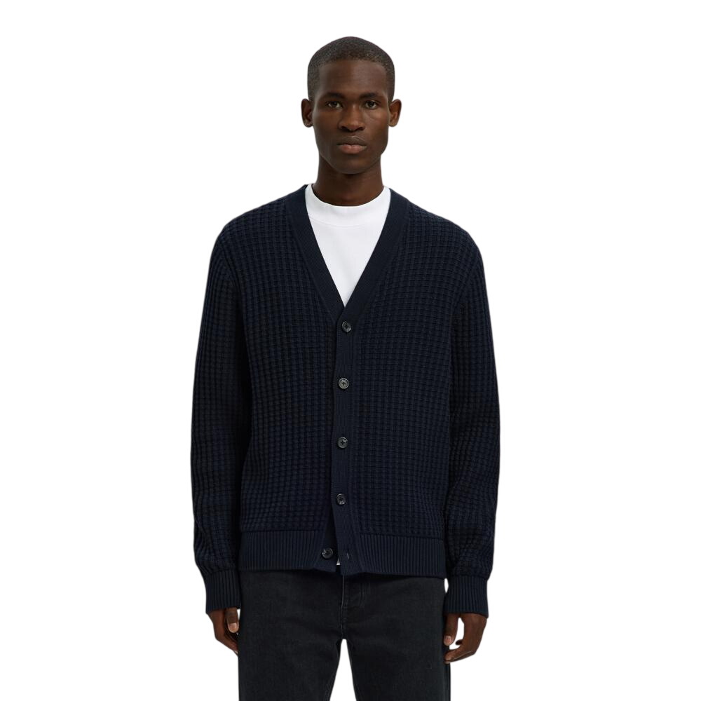 S/Homme Tom Ls Knit Structure V-Neck Cardigan